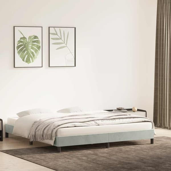 Sängram utan madrass ljusgrå 180x210 cm sammet