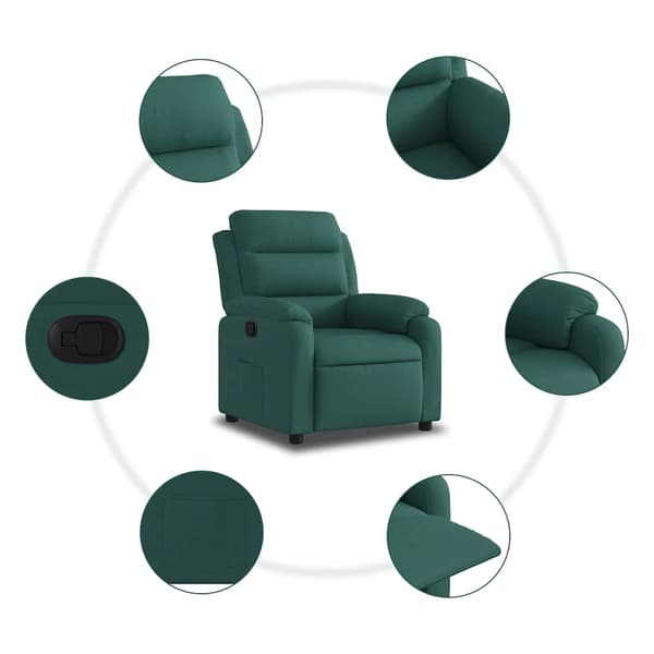 Reclinerfåtölj mörkgrön tyg