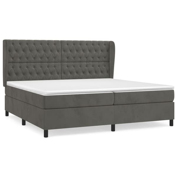 Ramsäng med madrass mörkgrå 200x200 cm sammet