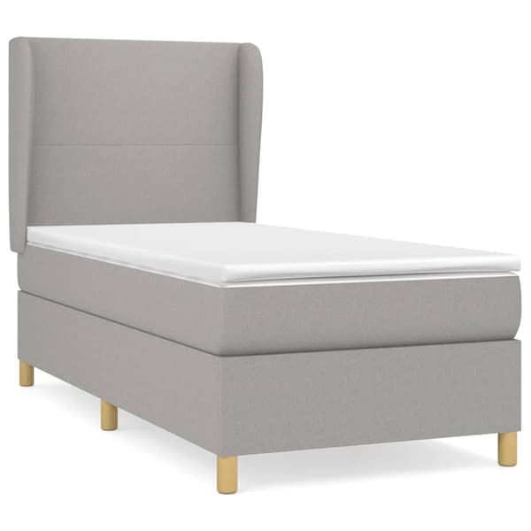 Ramsäng med madrass ljusgrå 100x200 cm tyg