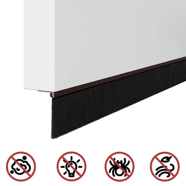 Självhäftande dörrborstlist 12 pcs Brun 100 cm