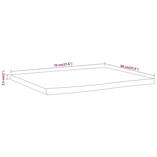 Bordsskiva 70x60x2,5 cm rektangulär massiv akacia rustik kant