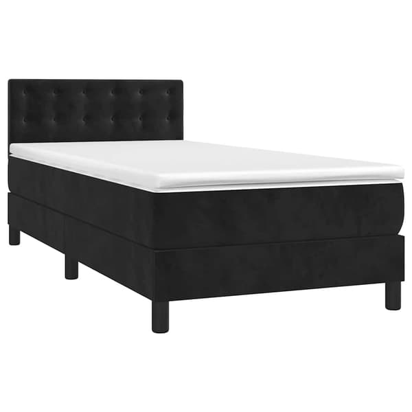 Ramsäng med madrass svart 90x200 cm sammet