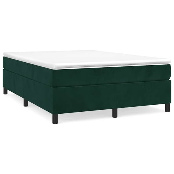 Ramsäng med madrass mörkgrön 140x190 cm sammet