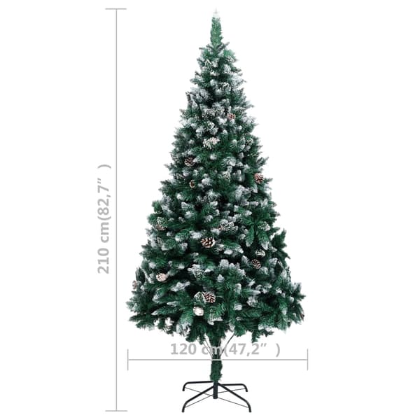 Plastgran med kottar och vit snö 210 cm