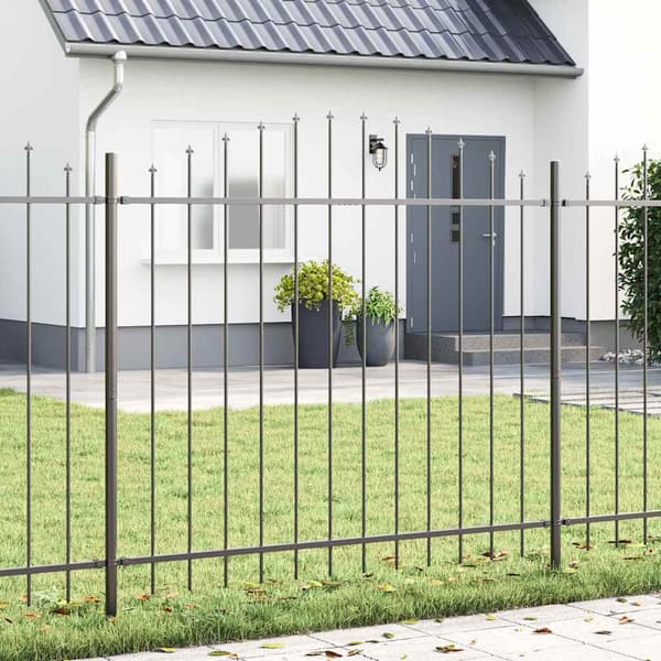 Trädgårdsstängsel 6 pcs Grå 170 x 165 cm Pulverlackerat stål