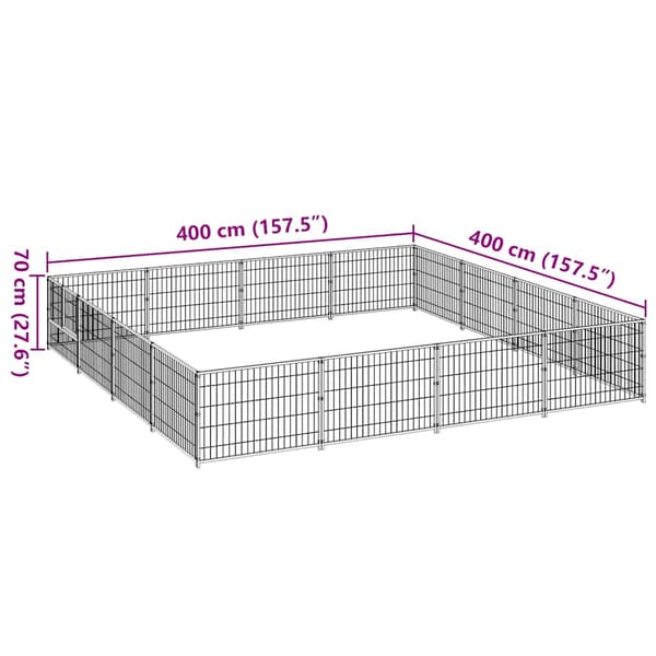 Hundgård svart 16 m² stål