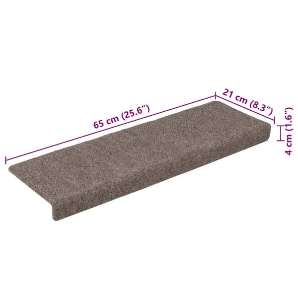 Trappmattor självhäftande 15 st 65x21x4 cm beige rektangulär kant