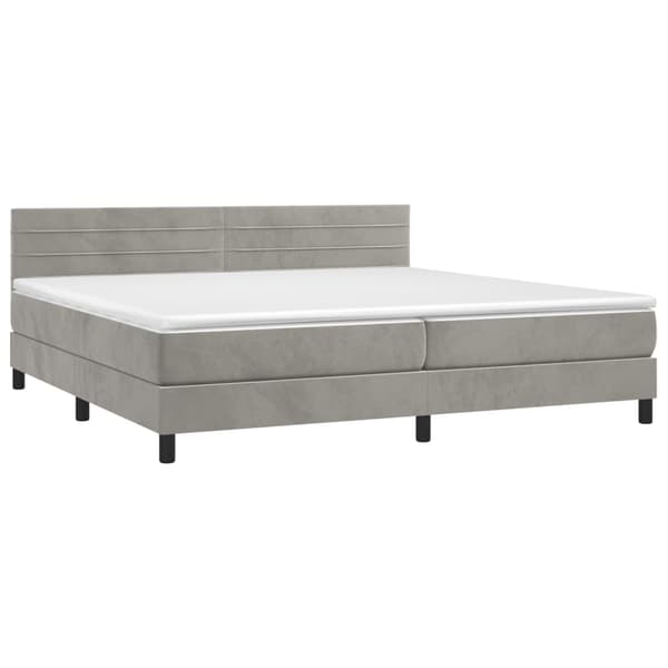 Ramsäng med madrass ljusgrå 200x200 cm sammet