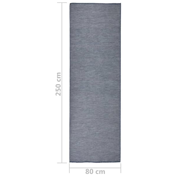 Utomhusmatta plattvävd 80x250 cm blå