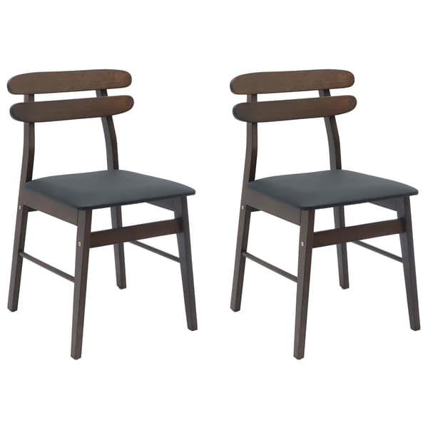 Matstol 2 pcs Ljusbrun och svart Massiv Gummiträ