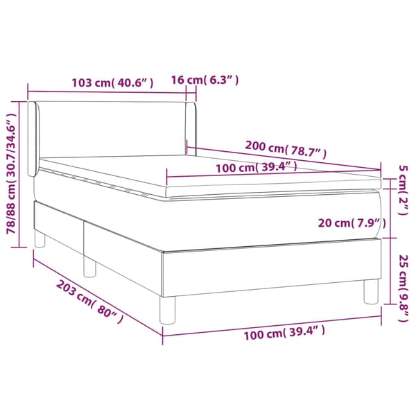 Ramsäng med madrass blå 100x200 cm tyg
