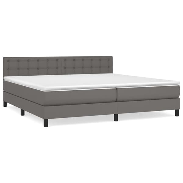 Ramsäng med madrass grå 200x200 cm konstläder