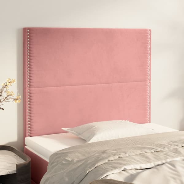 Sänggavel rosa 80x5x118/128 cm sammet