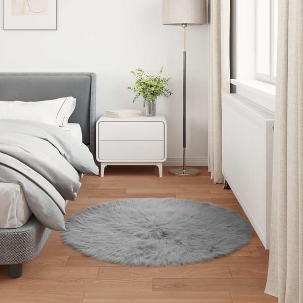 Fuskfäll matta TAFALLA Grå Ø 100 cm Polyester