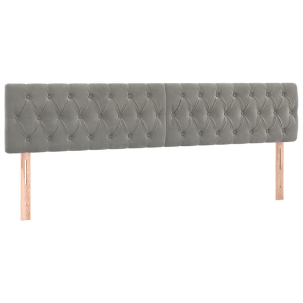 Ramsäng med madrass ljusgrå 180x200 cm sammet