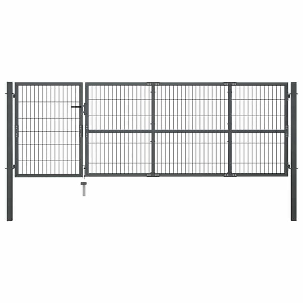 Trädgårdsgrind med stolpar stål 350x100 cm antracit