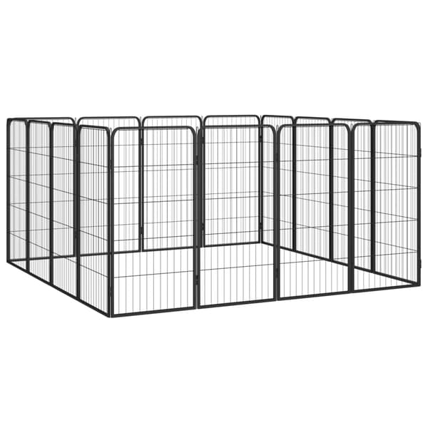 Hundbur 16-paneler svart 50x100 cm pulverlackerat stål