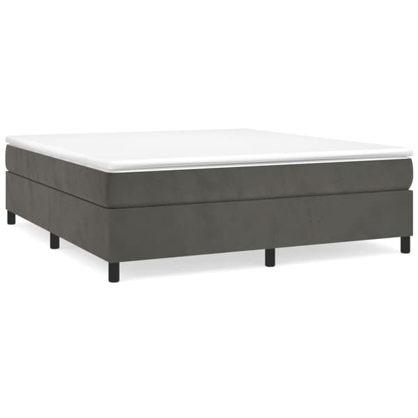 Ramsäng med madrass mörkgrå 160x200 cm sammet
