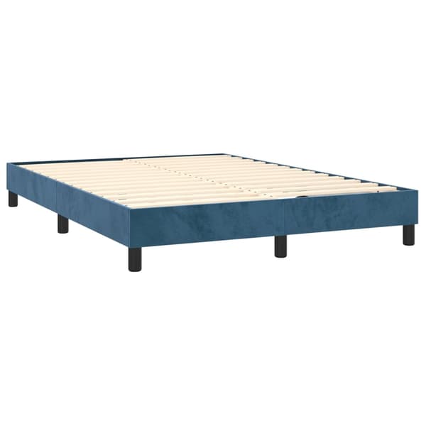 Ramsäng med madrass mörkblå 140x200 cm sammet