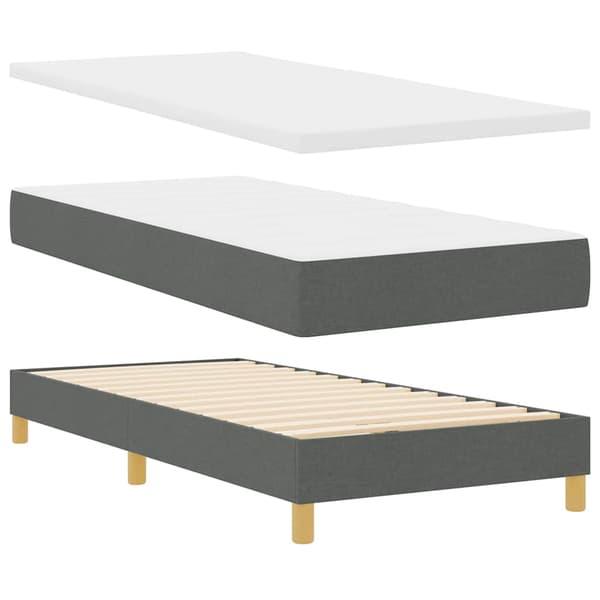 Bäddfjäder med madrass Mörkgrå 190 x 90 cm Polyester