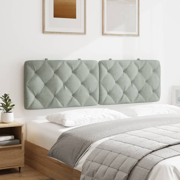 Headboard Cushion Light Grey 160 cm Velvet