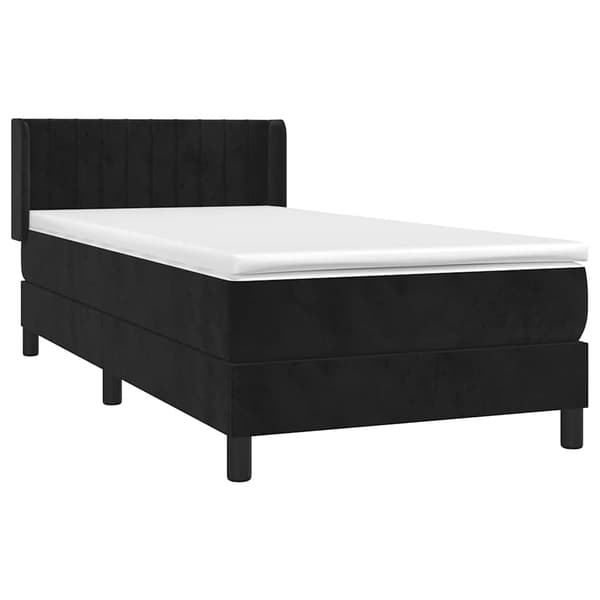 Ramsäng med madrass svart 100x200 cm sammet