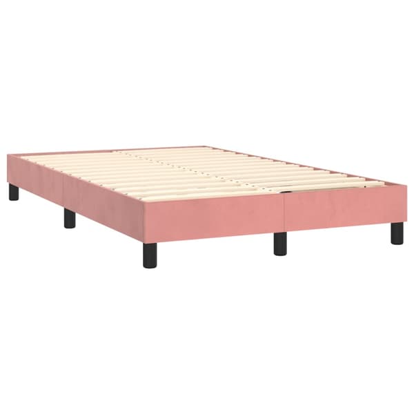 Ramsäng med madrass & LED rosa 120x200 cm sammet