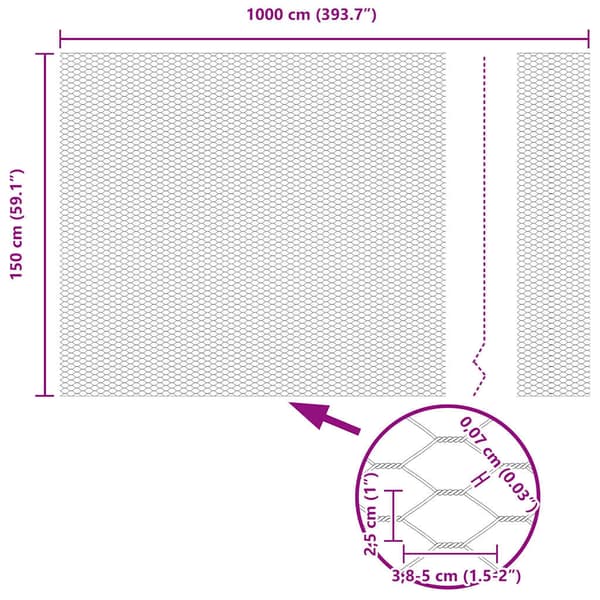 Hexagonstängsel Grön 1,5 x 10 m PVC
