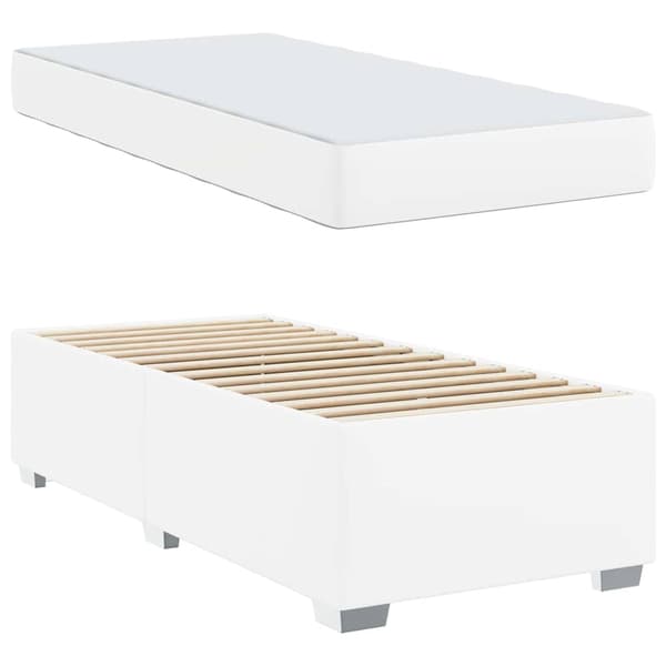 Sängram med madrass Vit 90 x 200 cm tyg