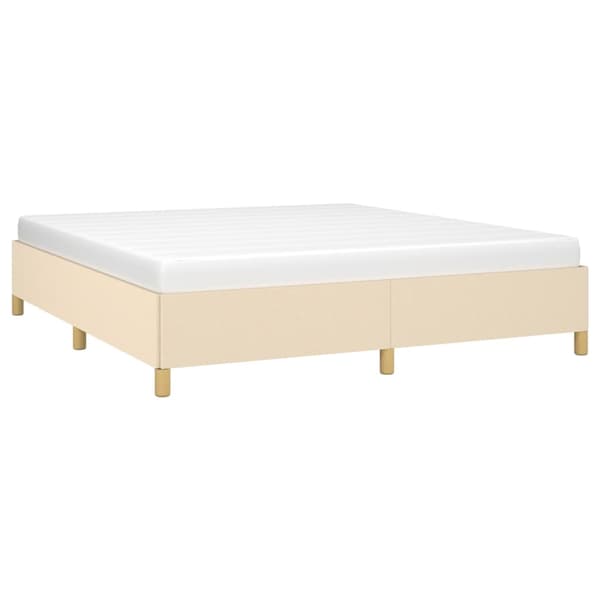 Boxspring-sängram gräddvit 180x200 cm tyg