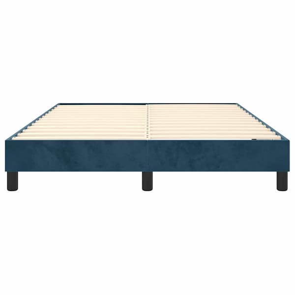 Boxspring-sängram mörkblå 140x200 cm sammet