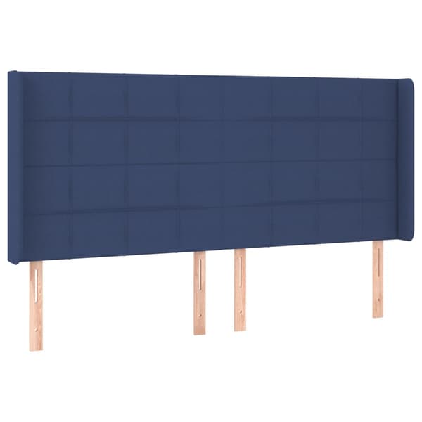 Ramsäng med madrass & LED blå 200x200 cm tyg