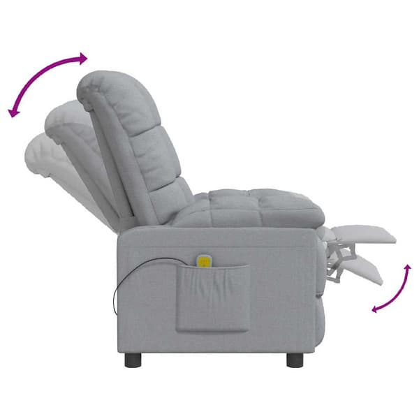 Massagefåtölj ljusgrå tyg