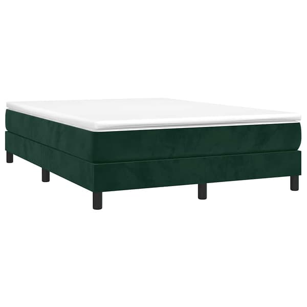 Boxspring-sängram mörkgrön 140x190 cm sammet