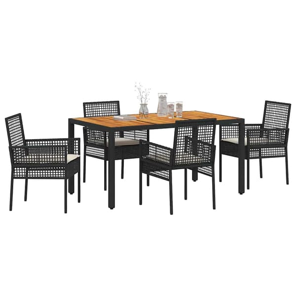 Trädgårdsmöbelset 5 pcs Svart konstrotting