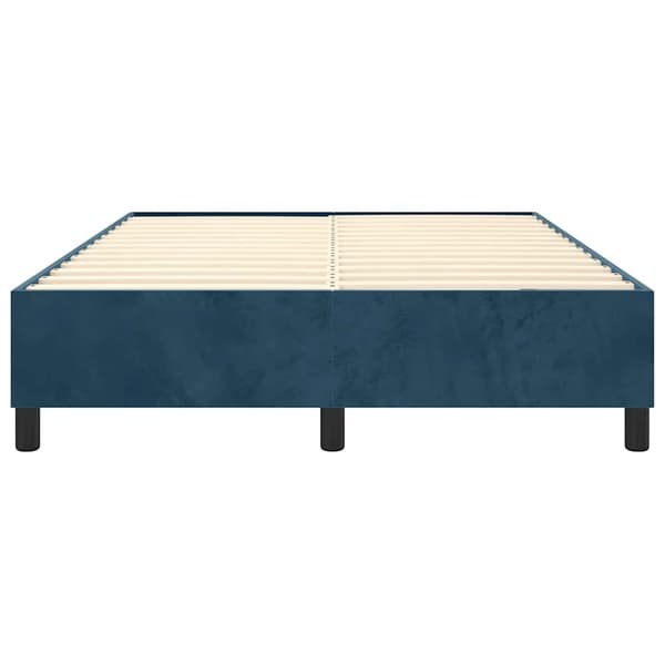 Boxspring-sängram mörkblå 140x200 cm sammet