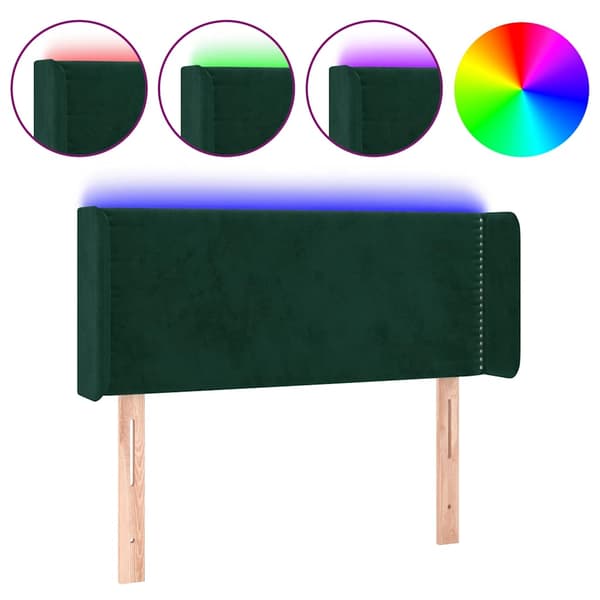 Sänggavel LED mörkgrön 83x16x78/88 cm sammet