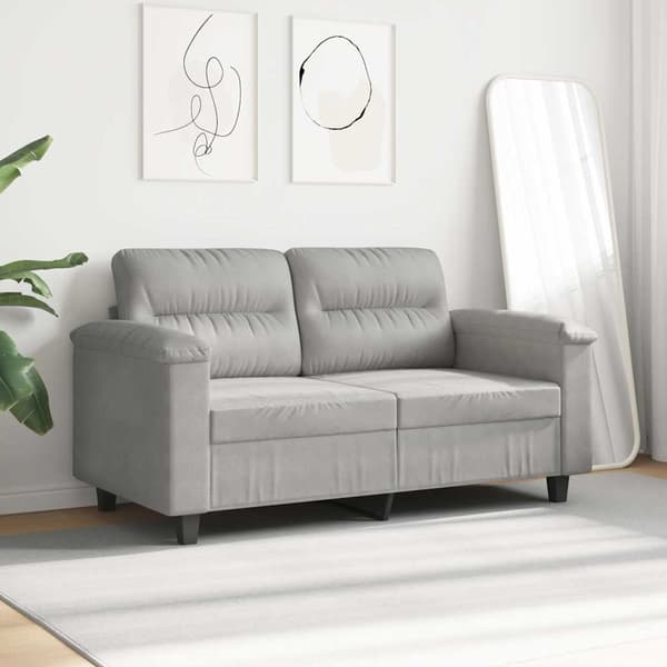 2-sitssoffa ljusgrå 120 cm mikrofibertyg