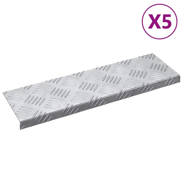 Trappsteg Rektangulär 5 pcs Silver 60 x 18 x 2,5 cm Aluminium