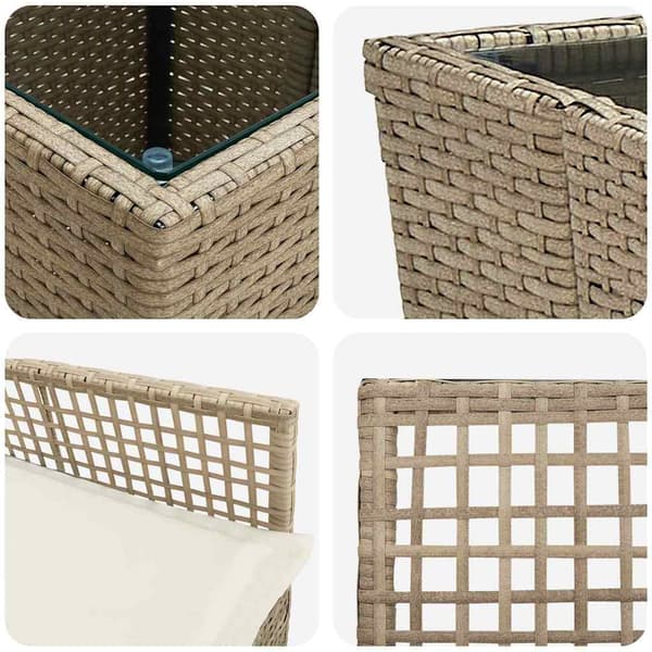 Trädgårds Bistro Set 3 pcs Beige konstrotting