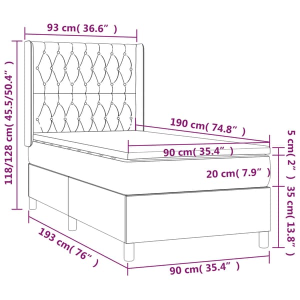 Ramsäng med madrass blå 90x190 cm tyg