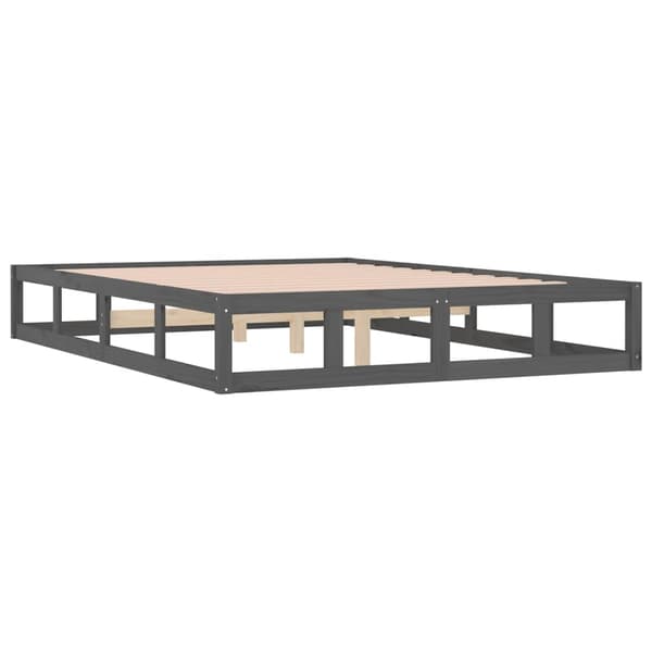 Sängram massivt trä 150x200 cm grå