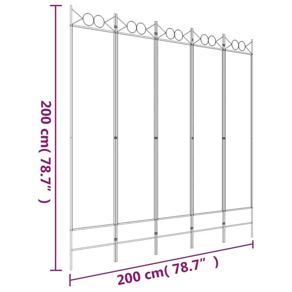 Rumsavdelare 5 paneler antracit 200x200 cm tyg