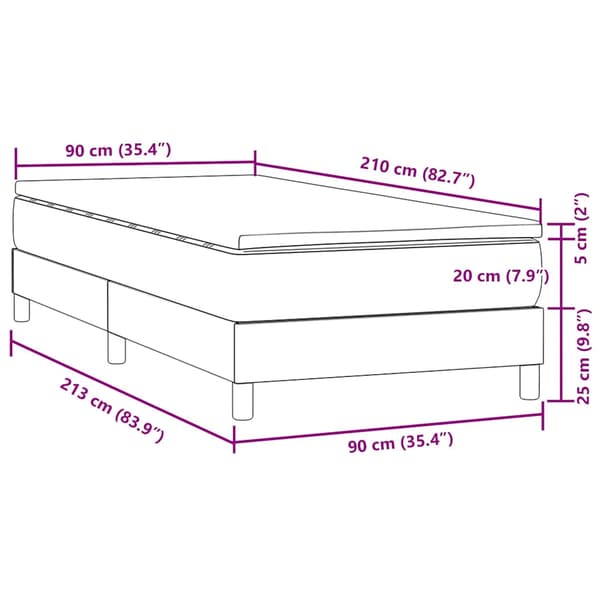 Ramsäng med madrass rosa 90x210 cm sammet