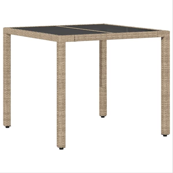 Trädgårdsmöbelset 5 pcs Beige konstrotting
