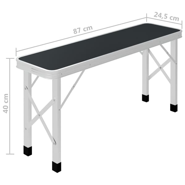 Hopfällbart campingbord med 2 bänkar aluminium grå