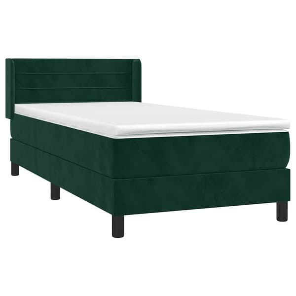 Ramsäng med madrass mörkgrön 90x190 cm sammet