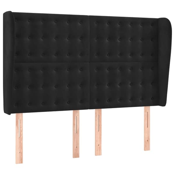 Ramsäng med madrass & LED svart 140x200 cm sammet