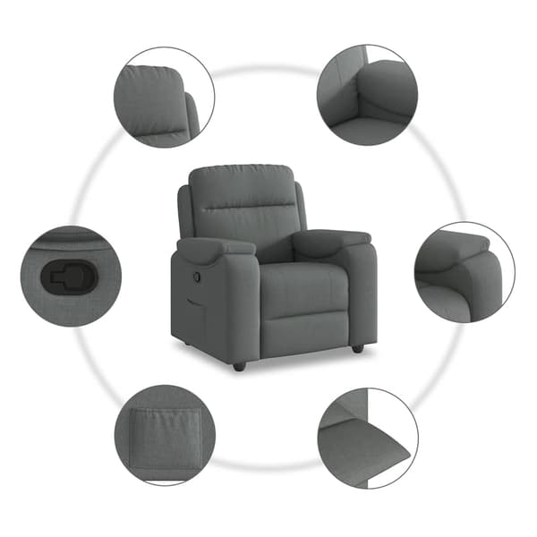 Reclinerfåtölj mörkgrå tyg
